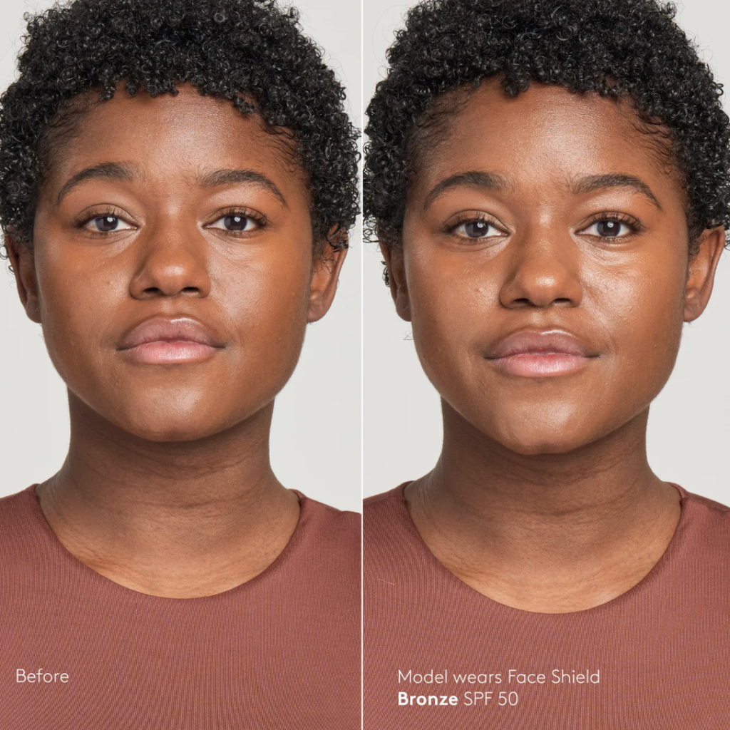 Sunforgettable Face Shield Bronze SPF 50 applied on skin