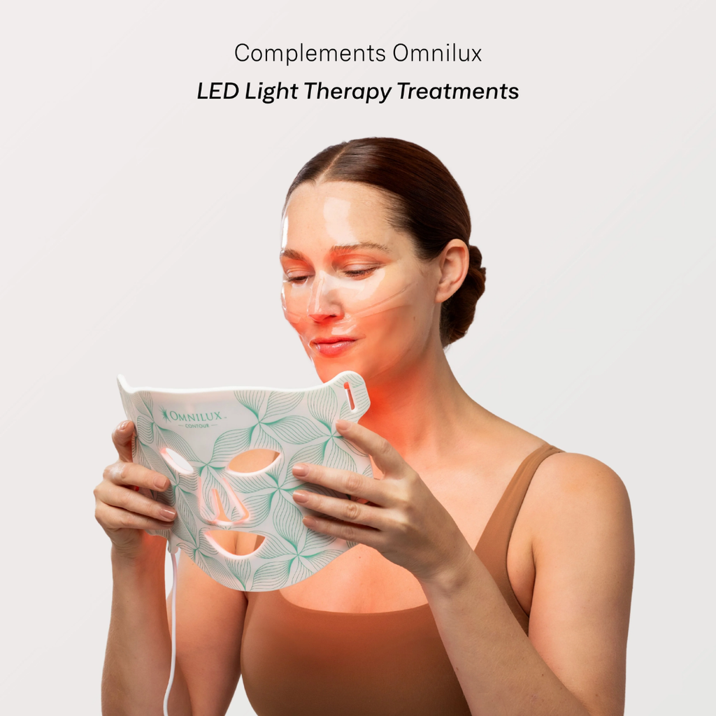 Omnilux Hydrogel Facial Mask applied with Contour Face device