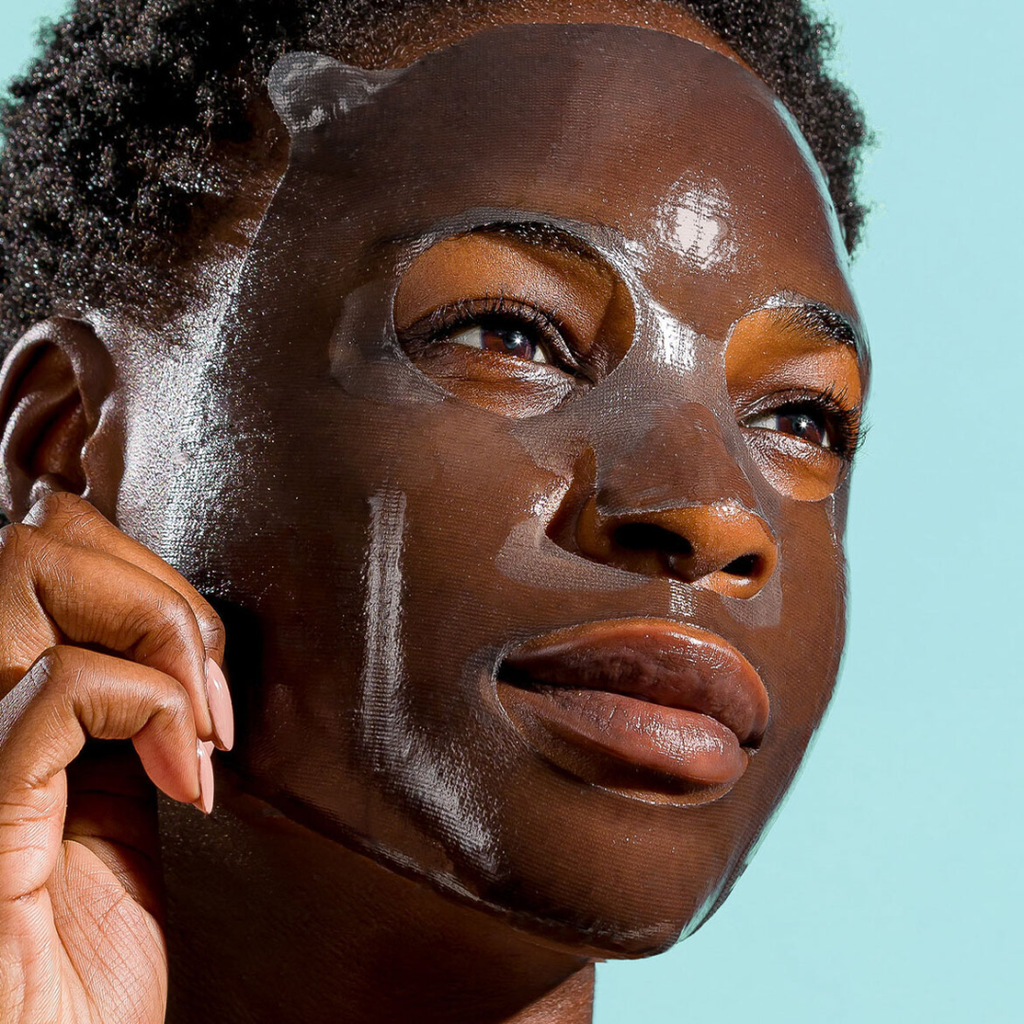 Hydrating Hydrogel Sheet Mask applied to skin