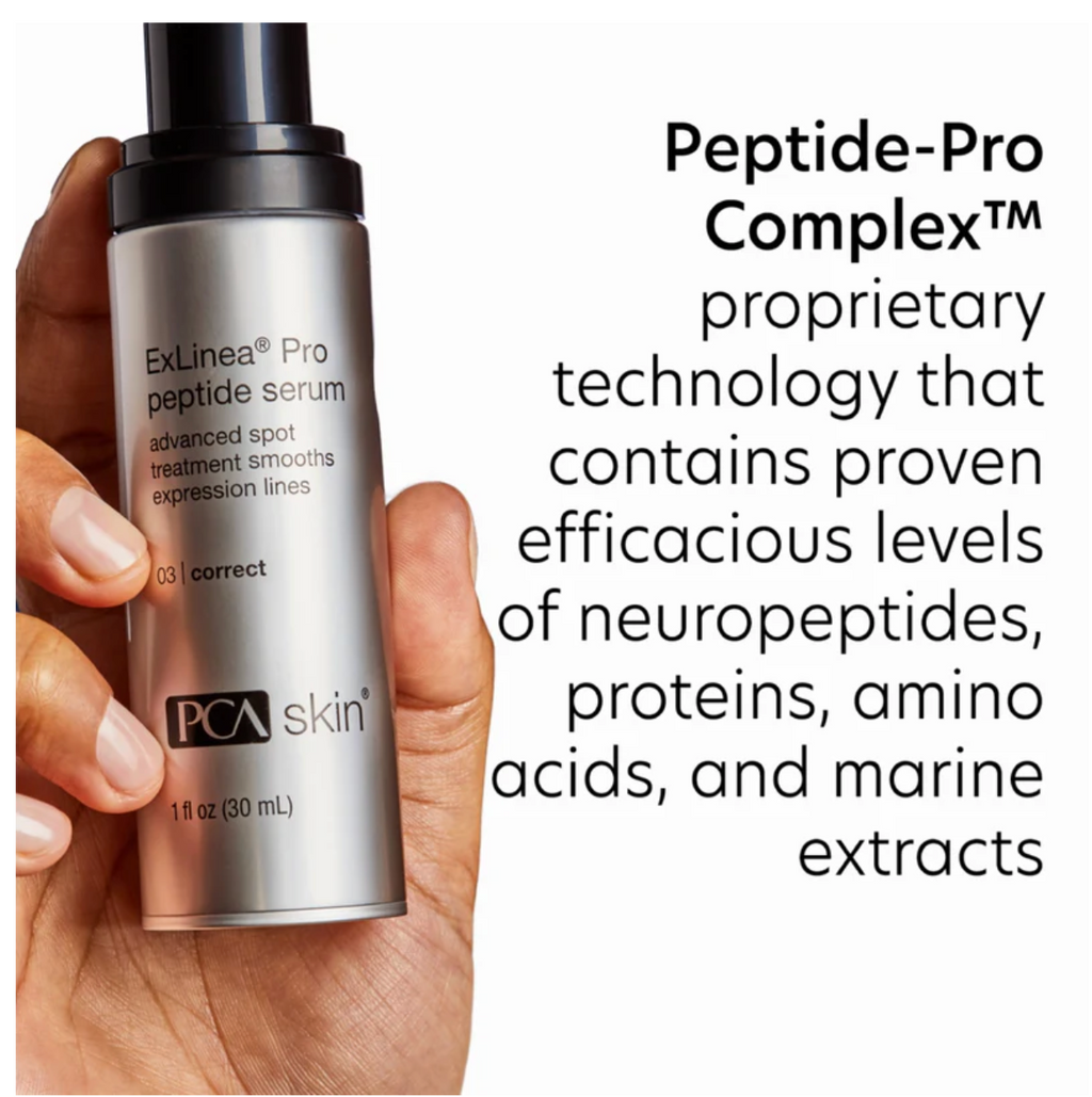 ExLinea Pro Peptide Serum applied on skin